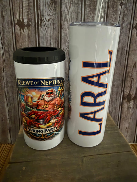 2026 Krewe of Neptune Spring Party Tumbler/Can Holder