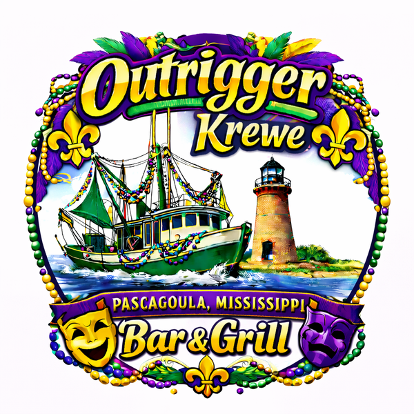 Outrigger Bar and Grill Mardi Gras Tshirt- long sleeve