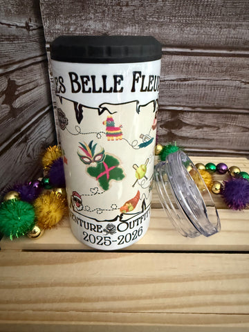 Les Belle Fleurs Krewe Theme Can Koozie and Tumbler Combo